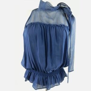 Calvin Rucker Silk Tie Neck Sleeveless Top